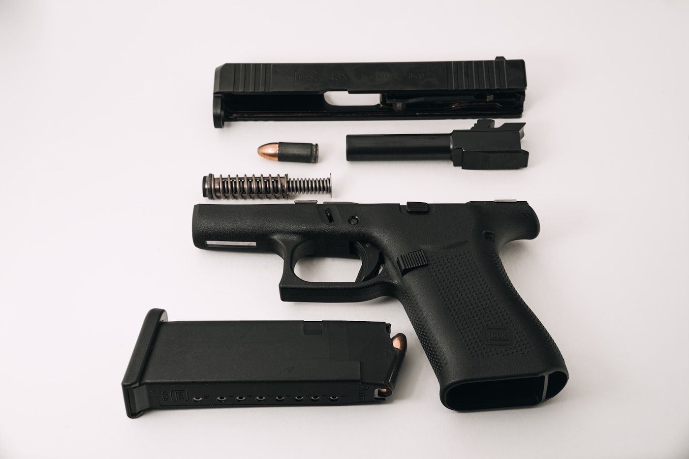 Pistol fieldstripped for service