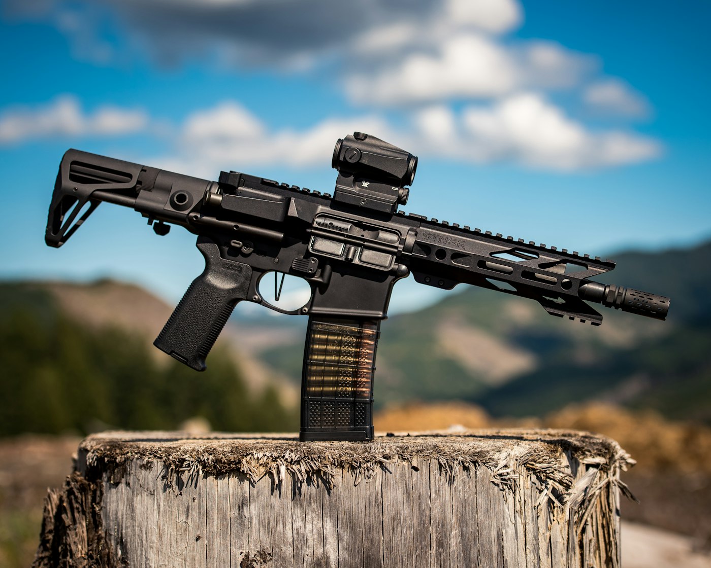 Rifle build outdoors